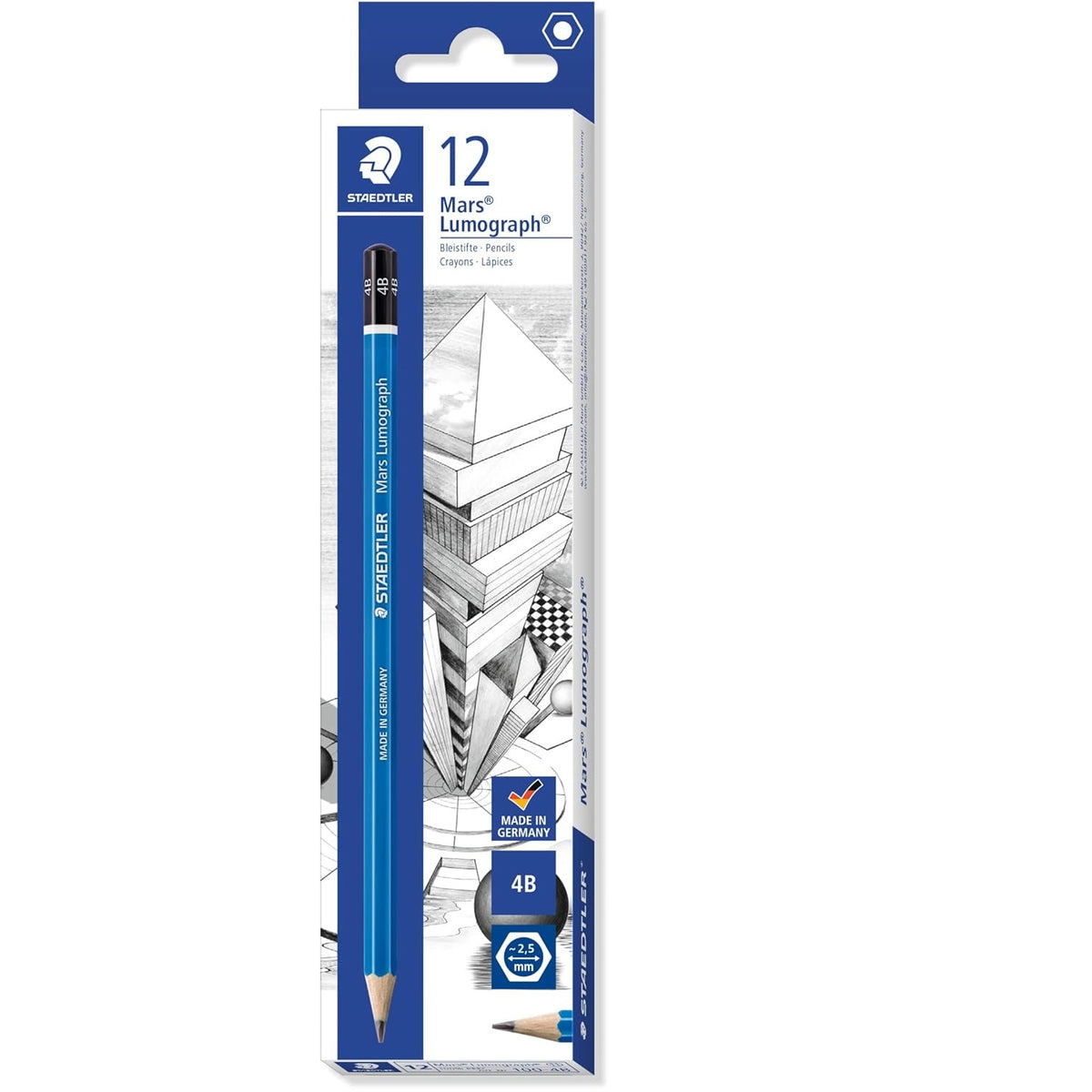 Staedtler 100 Mars Lumograph 4B Crayon à dessin en graphite, paquet de 12