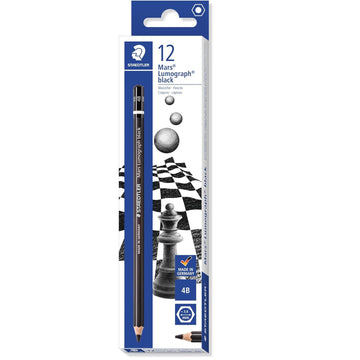 STAEDTLER Mars Lumograph zwarte kunstpotloden, 100B-4B, 12 stuks