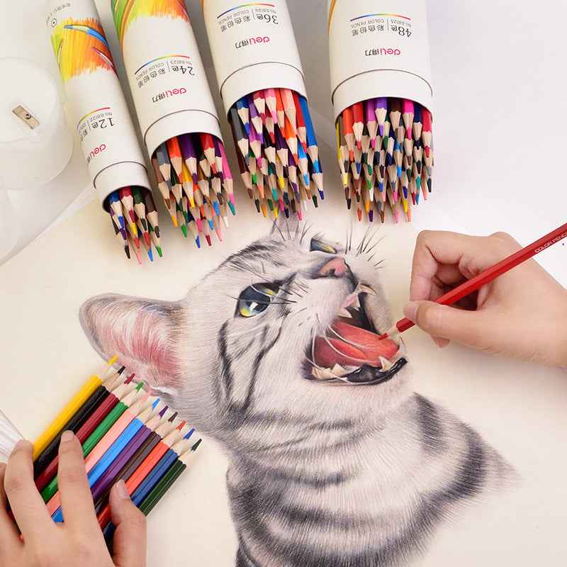 DELI 48 crayons de couleur pour enfants avec taille-crayon