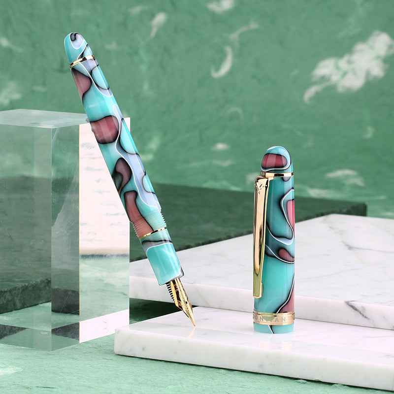 Majohn S3 Fountain Pen Celluloid,Iridium Fine Nib Gold Plated