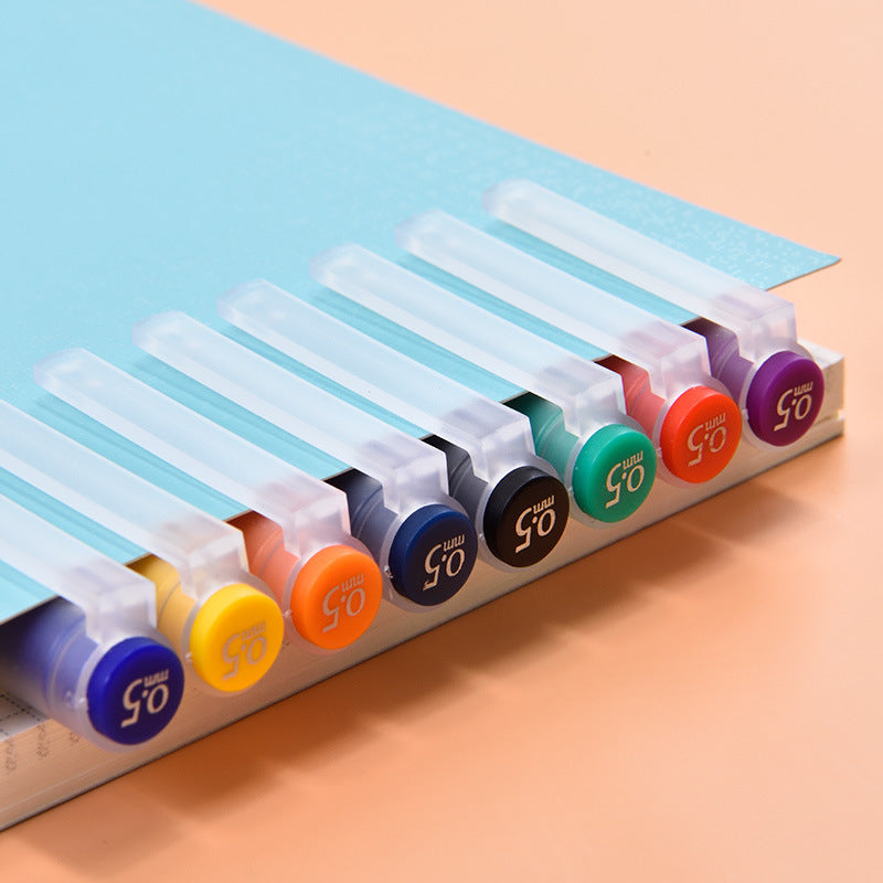 DELI 8-Farben-Gel-Tintenstift mit 8 Ersatzminen, 0,5-mm-Nadelspitze