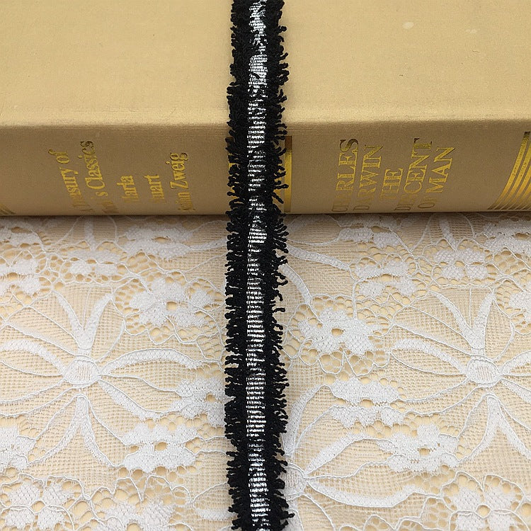 1.5cm Polyester Metallic Fringe Trim with Gold Silver Threads 20 Yards 11