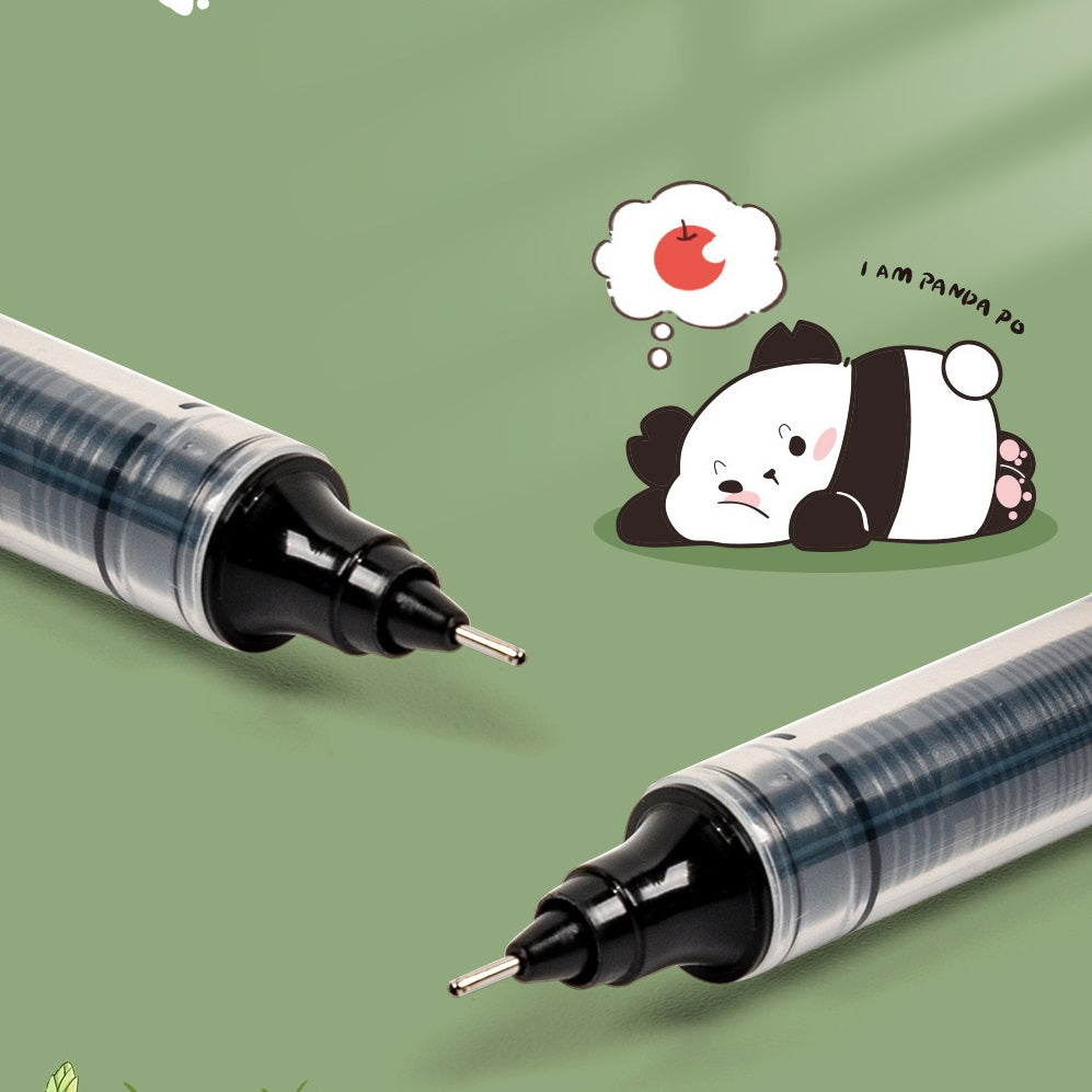 12 STKS Leuke Panda Rollerball Pen 0.5mm Zwarte Vloeibare Inkt