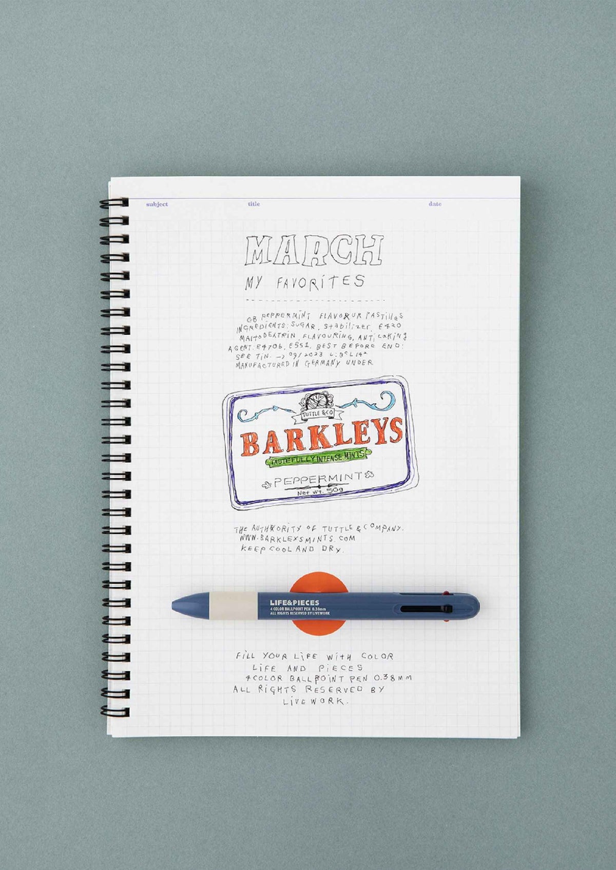 Livework Retro Life&Pieces 4 Color Ball Point Pen 0.38mm