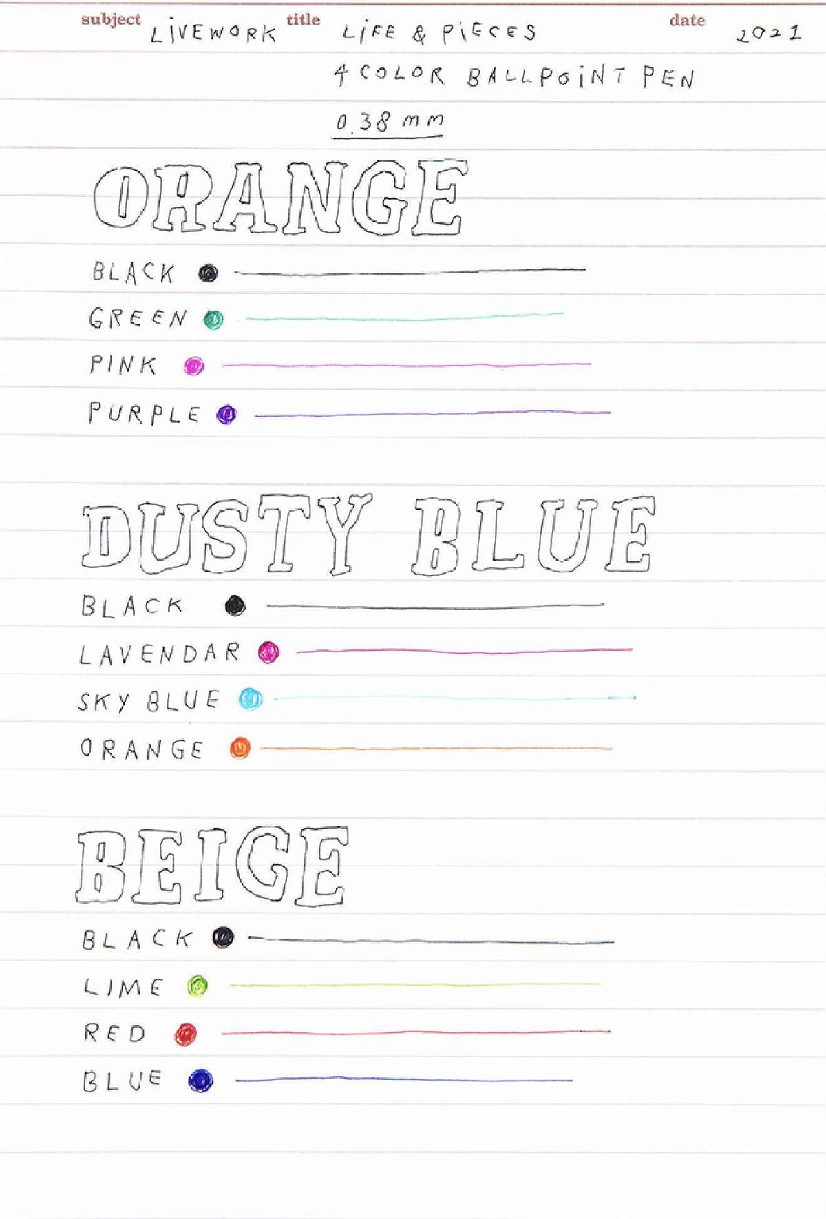 Livework Retro Life&Pieces 4 Color Ball Point Pen 0.38mm
