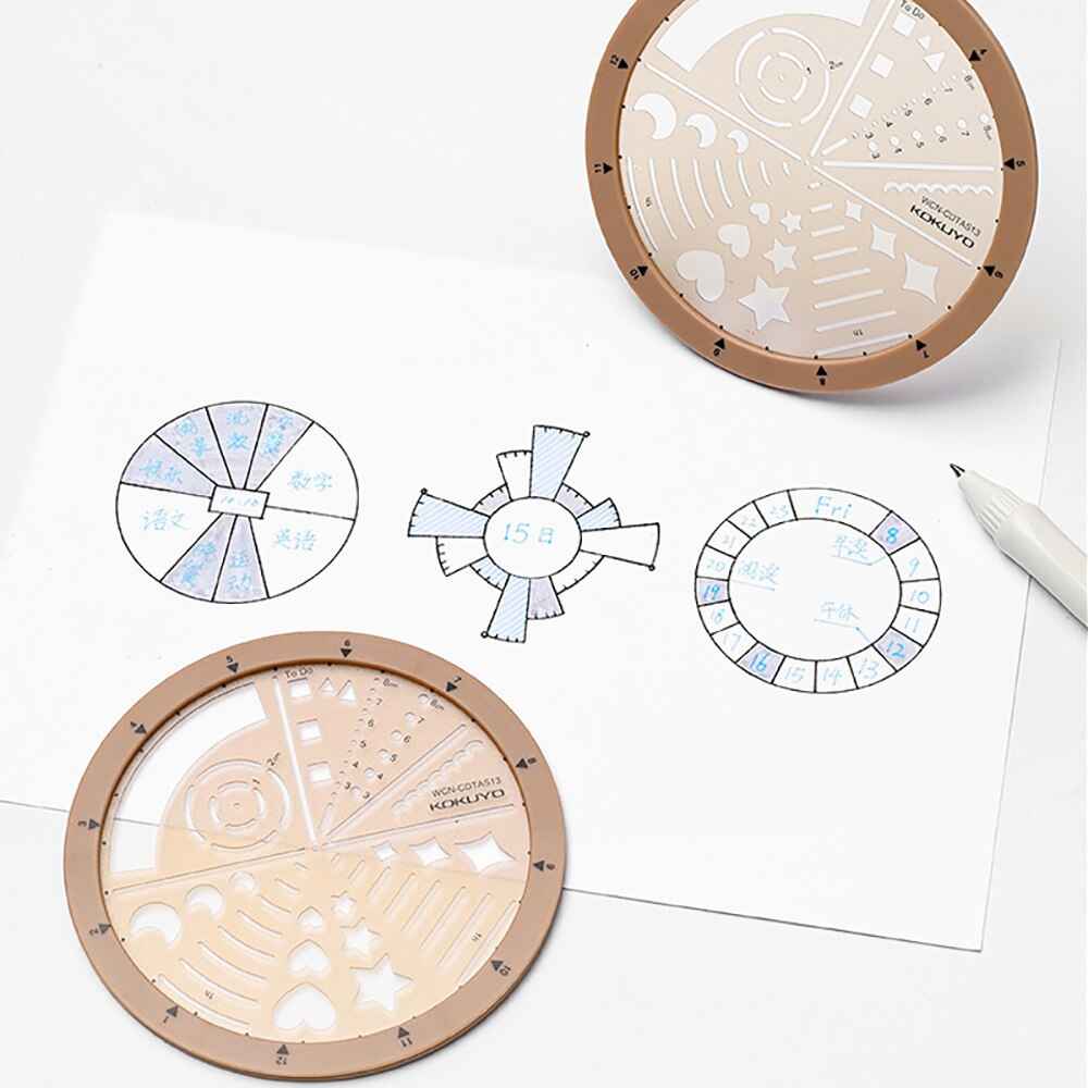 Kokuyo Circular Rotating Template Ruler 100mm Circle Stencil