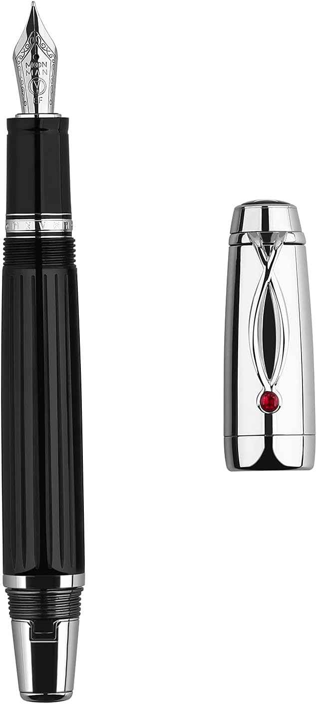 Majohn X1 Retractable Fountain Pen Black Resin,Iridium Extra Nib