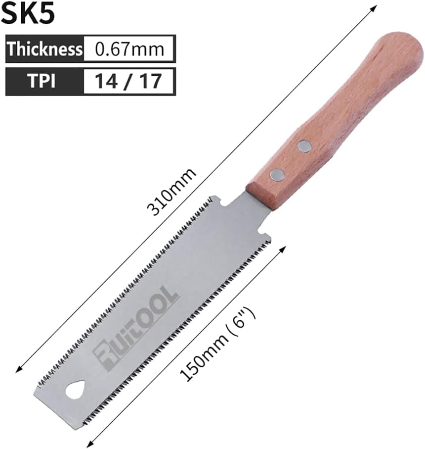 RUITOOL Japanese Hand Saw 6 Inch Double Edge Sided for Woodworking