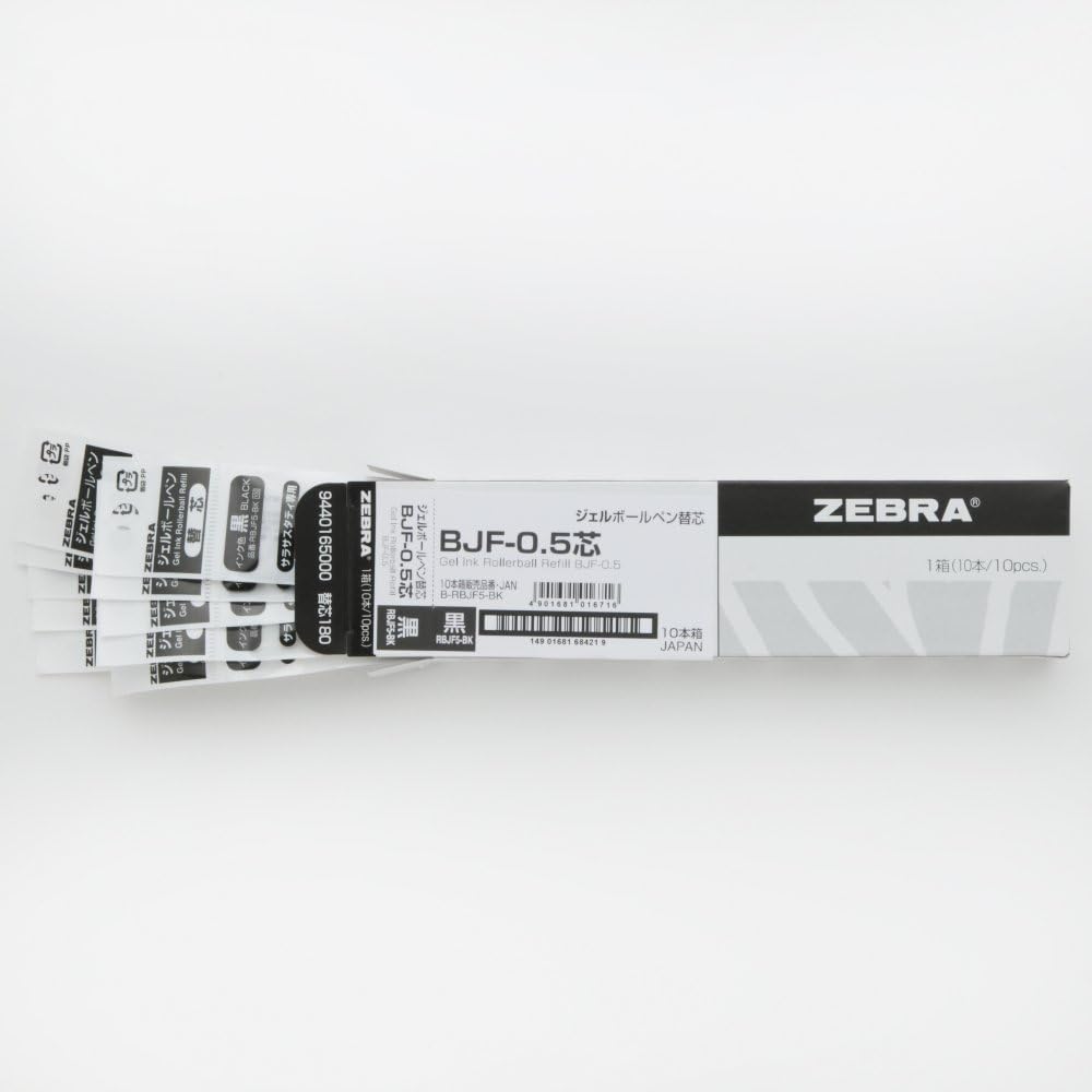 Zebra BJF-0.5 Sarasa Study Gel Pen Refill - 0.5 mm - Black - 10 Pack