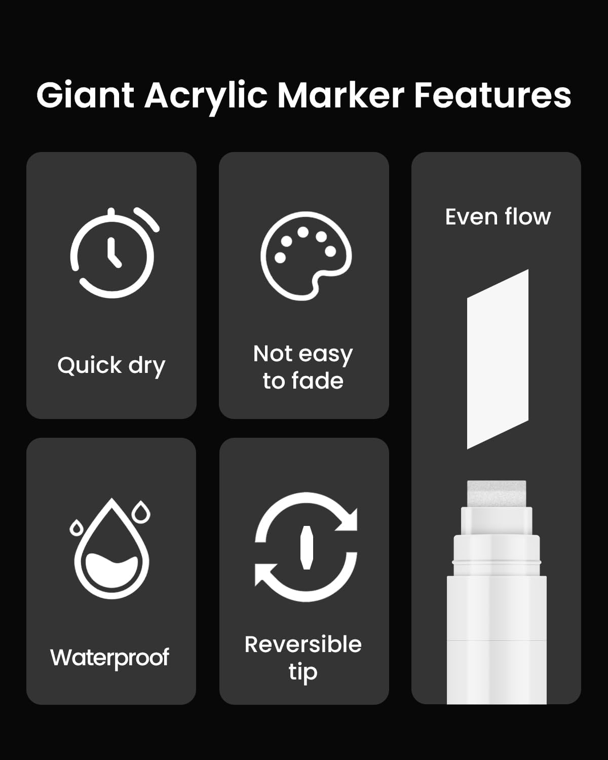 6 Stuks Witte Jumbo Graffiti Markers 15mm Brede Tip Acrylverf Pen