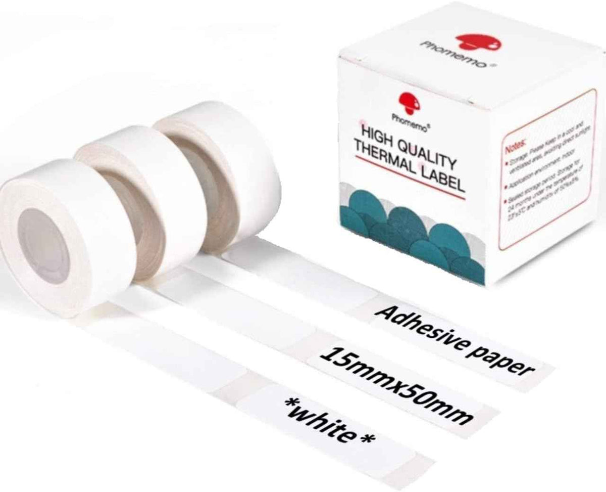 Phomemo D30 Adhesive White Label Paper (15mm X 50mm)