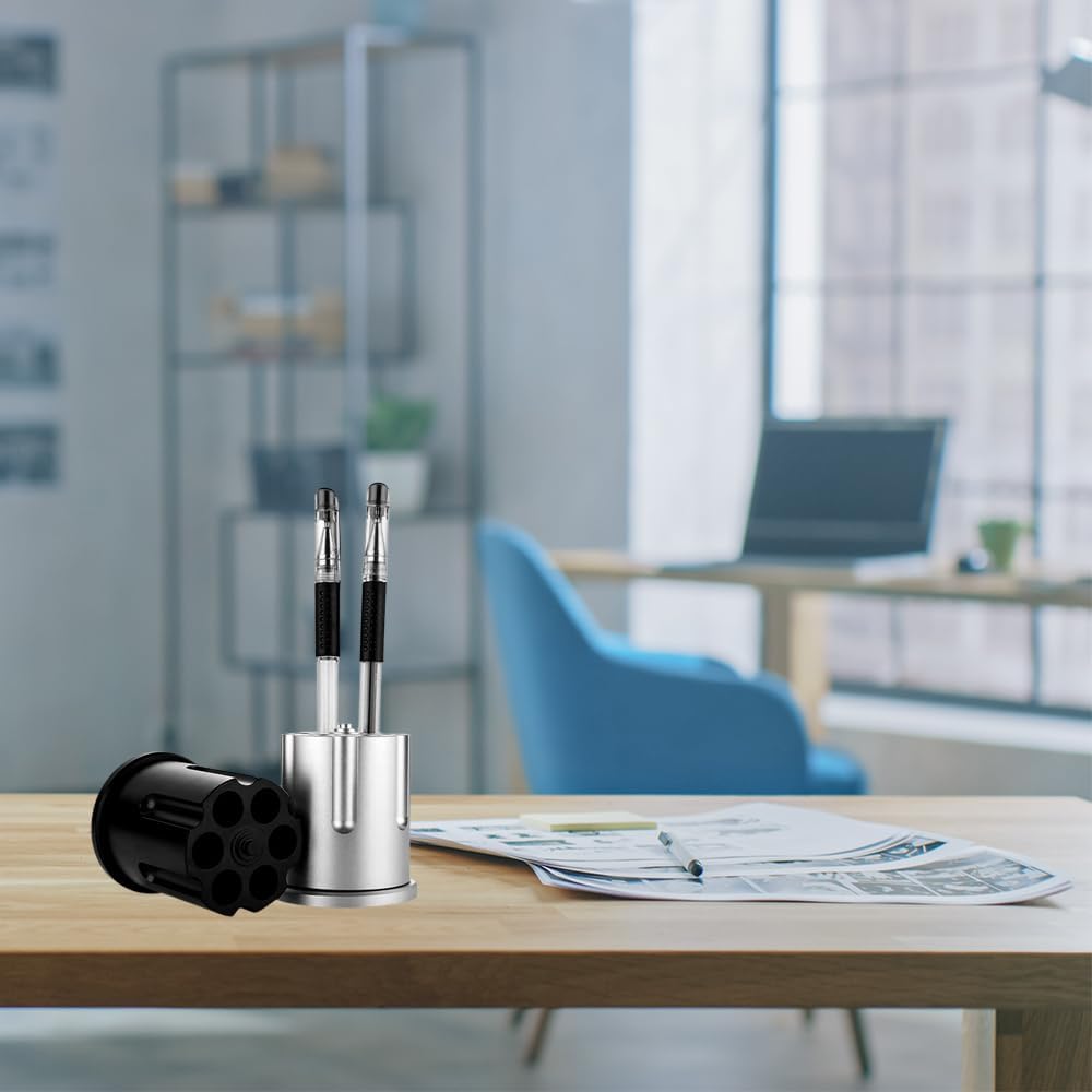 Aluminum Rotating Revolver Pen Holder with 6 Holes