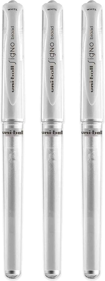 Uni-Ball UM 153 Signo Gelschreiber mit breiter Spitze, Weiß, 3er-Pack