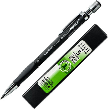 Porte-mines BAILE 2 mm avec recharge de mine noire, paquet de 10