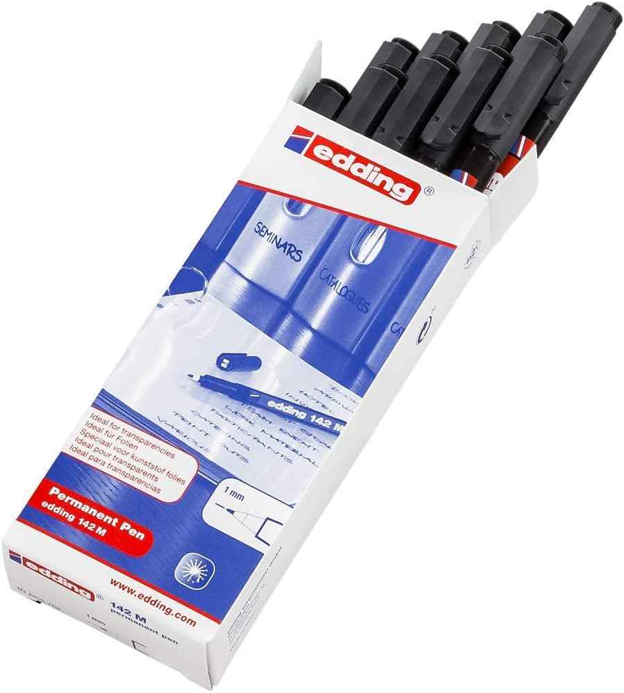 edding 142 M Permanente Marker Pen Black/Red/Blue Ink 10 Pack