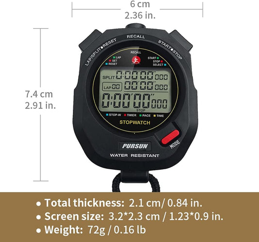 PURSUN PS-1003 Professional Stopwatch Timer for Sports 100 Lap