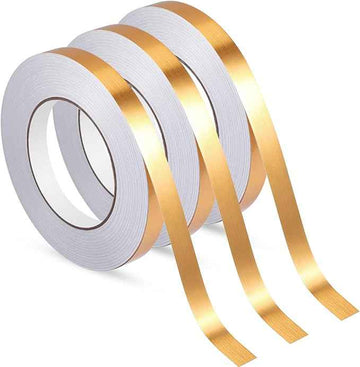 3 Rollos Cinta De Película De Poliéster Metalizada Autoadhesiva Oro 15MM