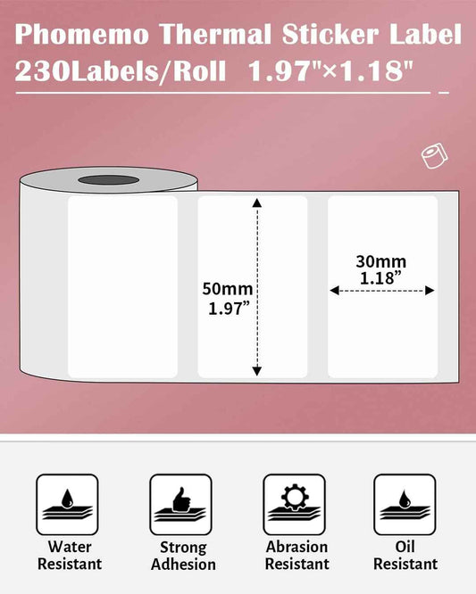 Phomemo Thermal Labels for M110/M221/M220/M120/M200,50x30mm