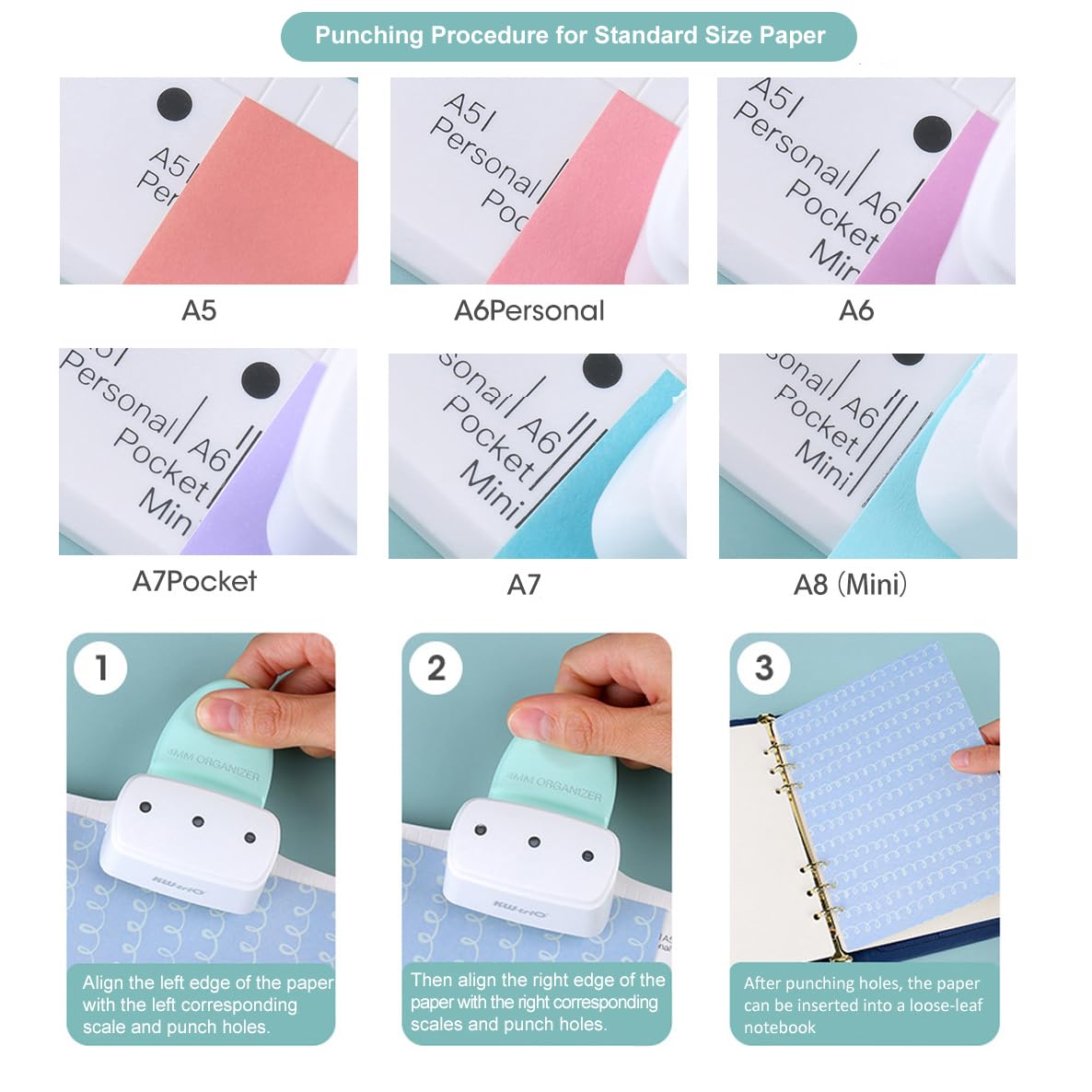 KW-triO 3 Hole Paper Punch 4MM Diameter Hole Puncher