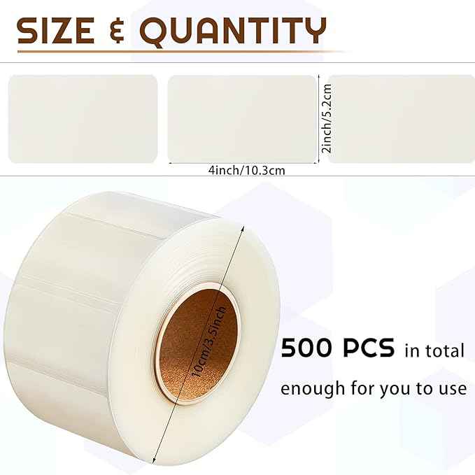 500 etiquetas protectoras adhesivas transparentes impermeables de 52 x 103 mm