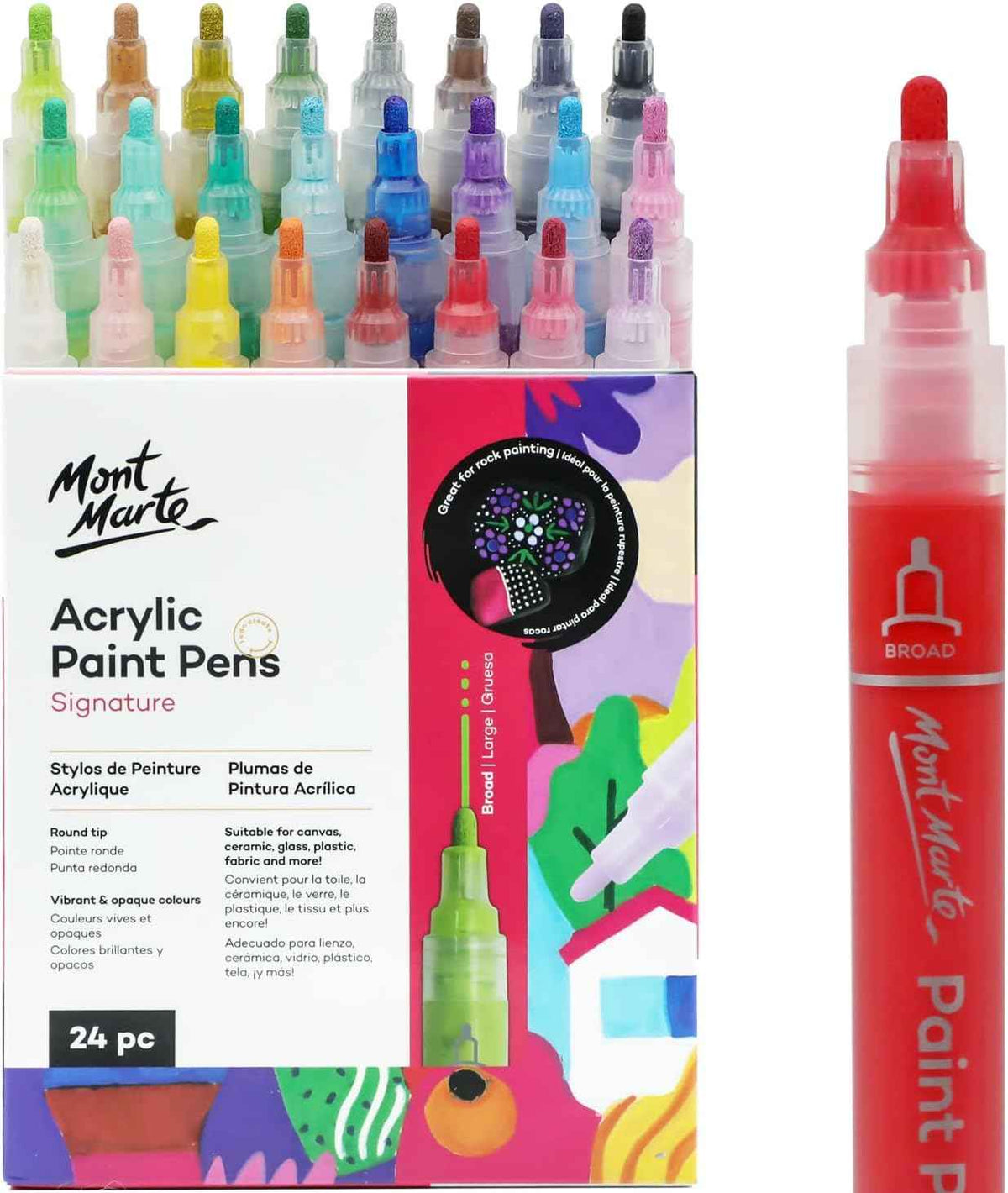 Mont Marte signatur akrylmalingspenner, 24 deler, rund spiss (3 mm)