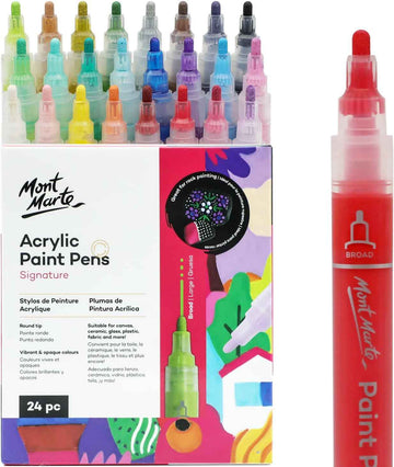 Mont Marte signatur akrylmalingspenner, 24 deler, rund spiss (3 mm)