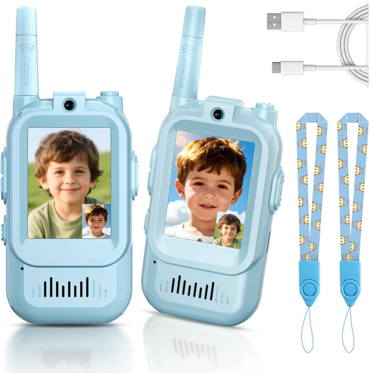 Video Walkie Talkies for Kids, Handheld 2 Pack Blue Blue