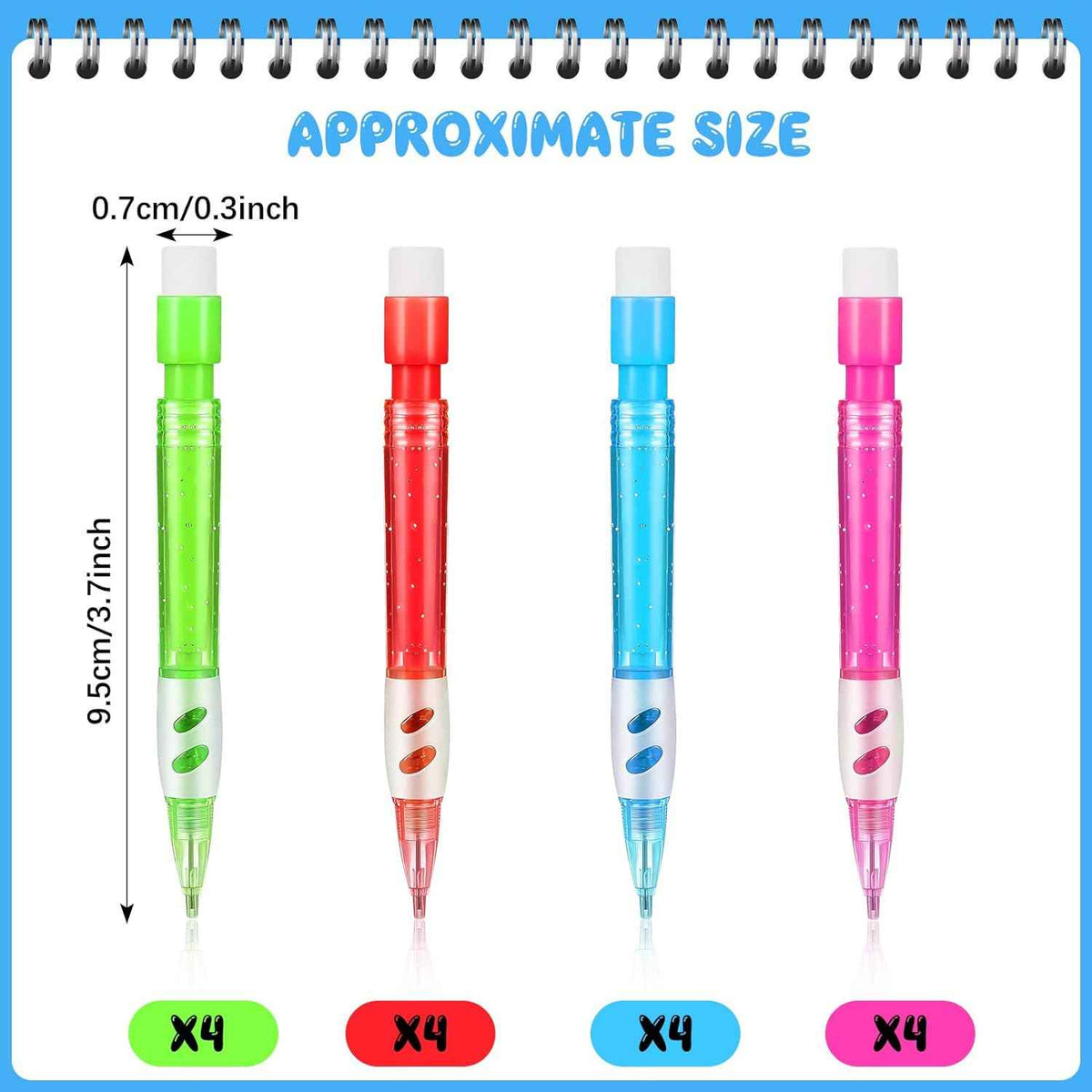 16 mini porte-mines 0,7 mm avec gomme