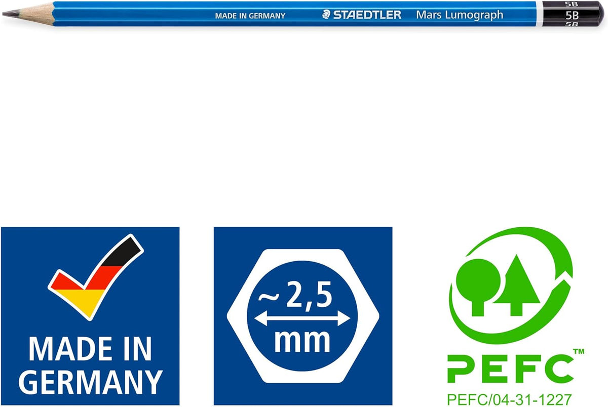 Staedtler 100 Mars Lumograph 5B Grafitowy ołówek artystyczny, 12 szt