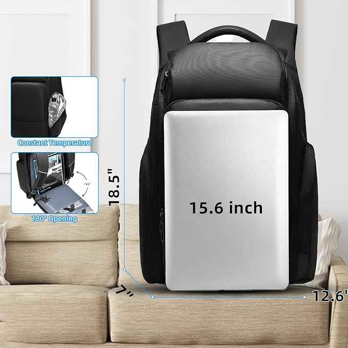 Eurcool laptoprugzak voor heren, 15,6 inch reisbusiness antidiefstal zwarte tas