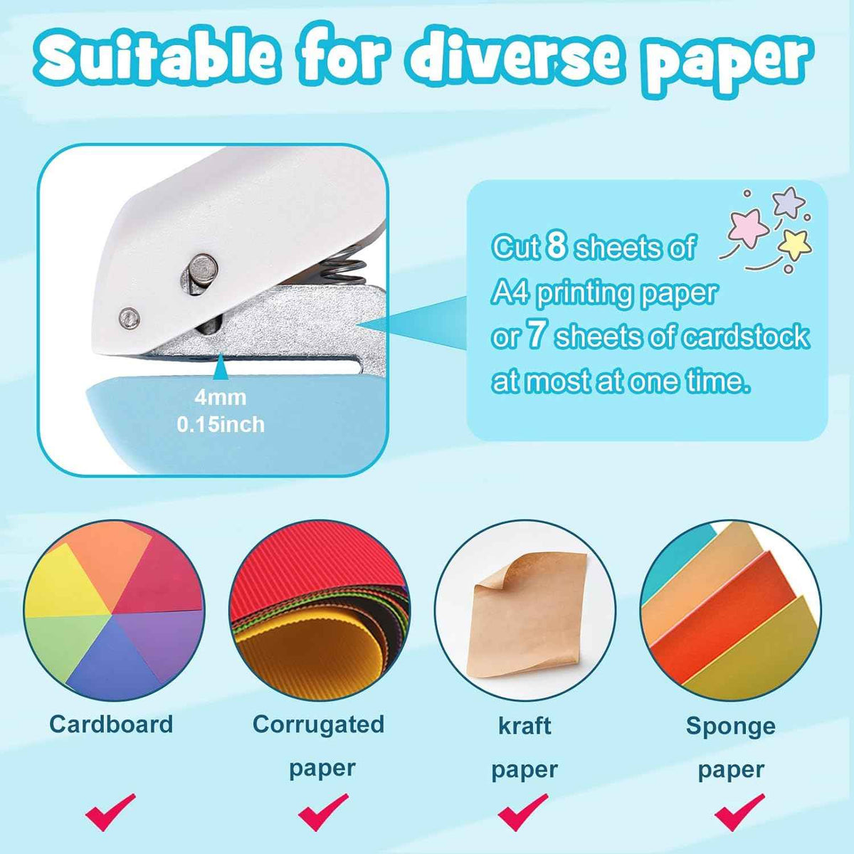 3 Pack Paper Craft Hole Punch Shapes,1/4 Inch