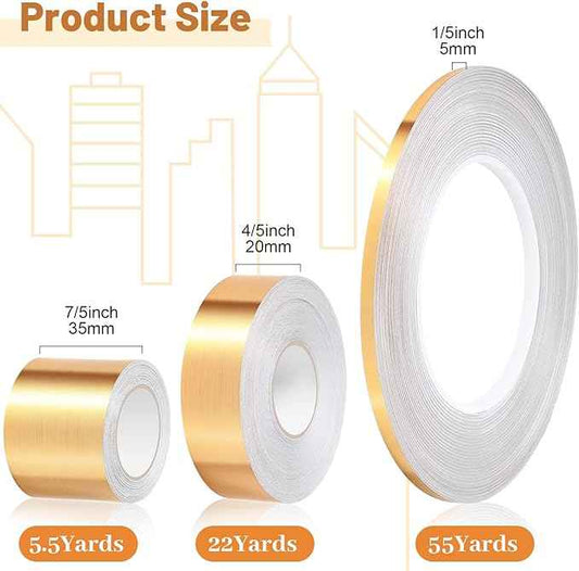 3 ruller tape, selvklebende metallisert polyester film tape gull