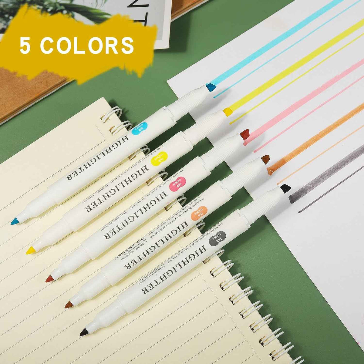MAIKE – surligneurs pastel doux, 5 marqueurs de couleurs conviviales