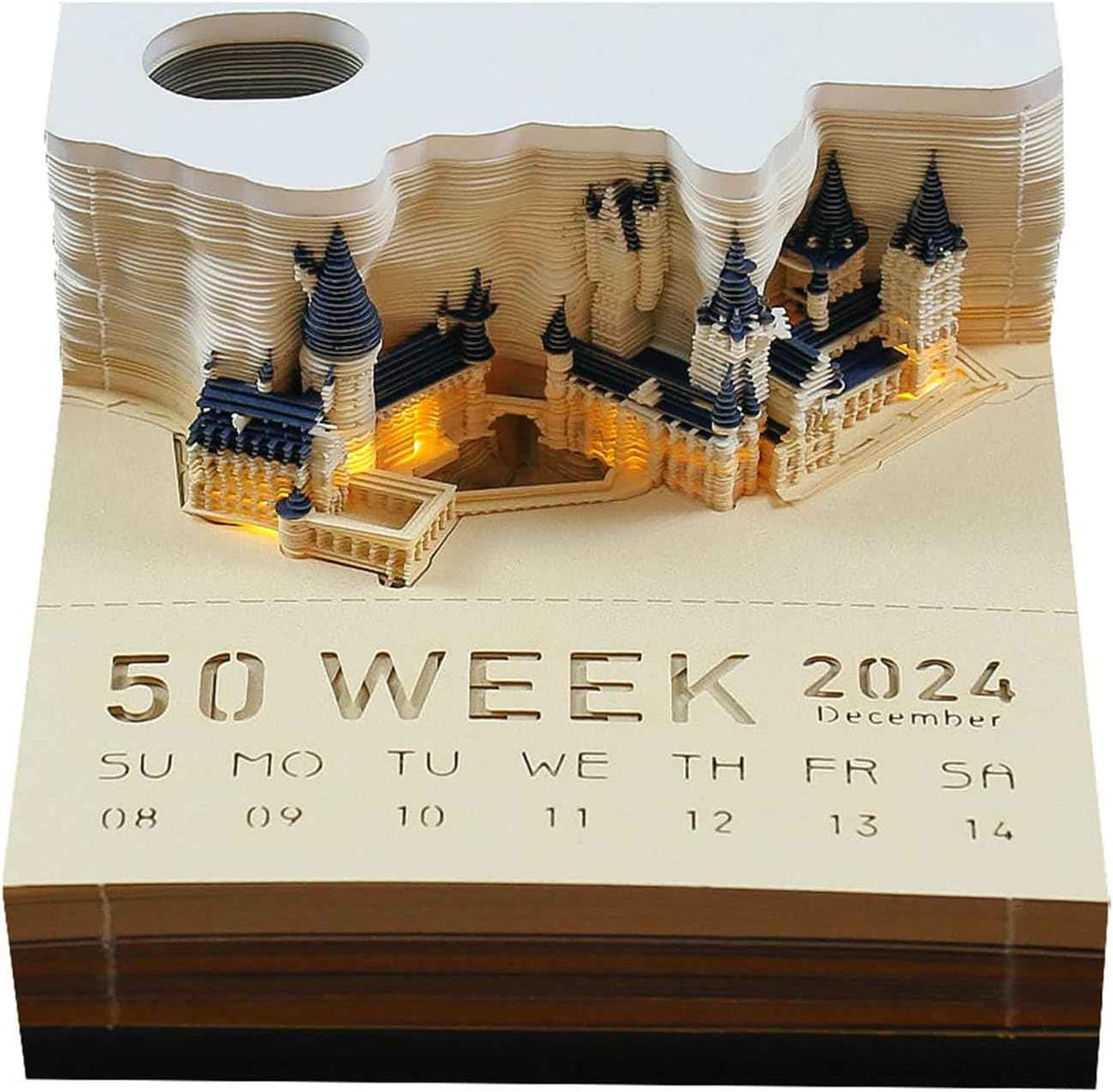 2026 Time Piece 3D Castle Desk Calendar With Led Lights