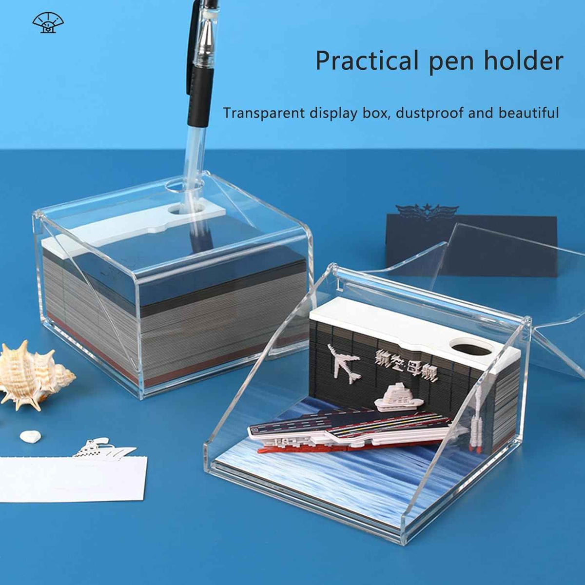 Hangarfartyg Paper Notepad 3D Memo Pads med pennhållare