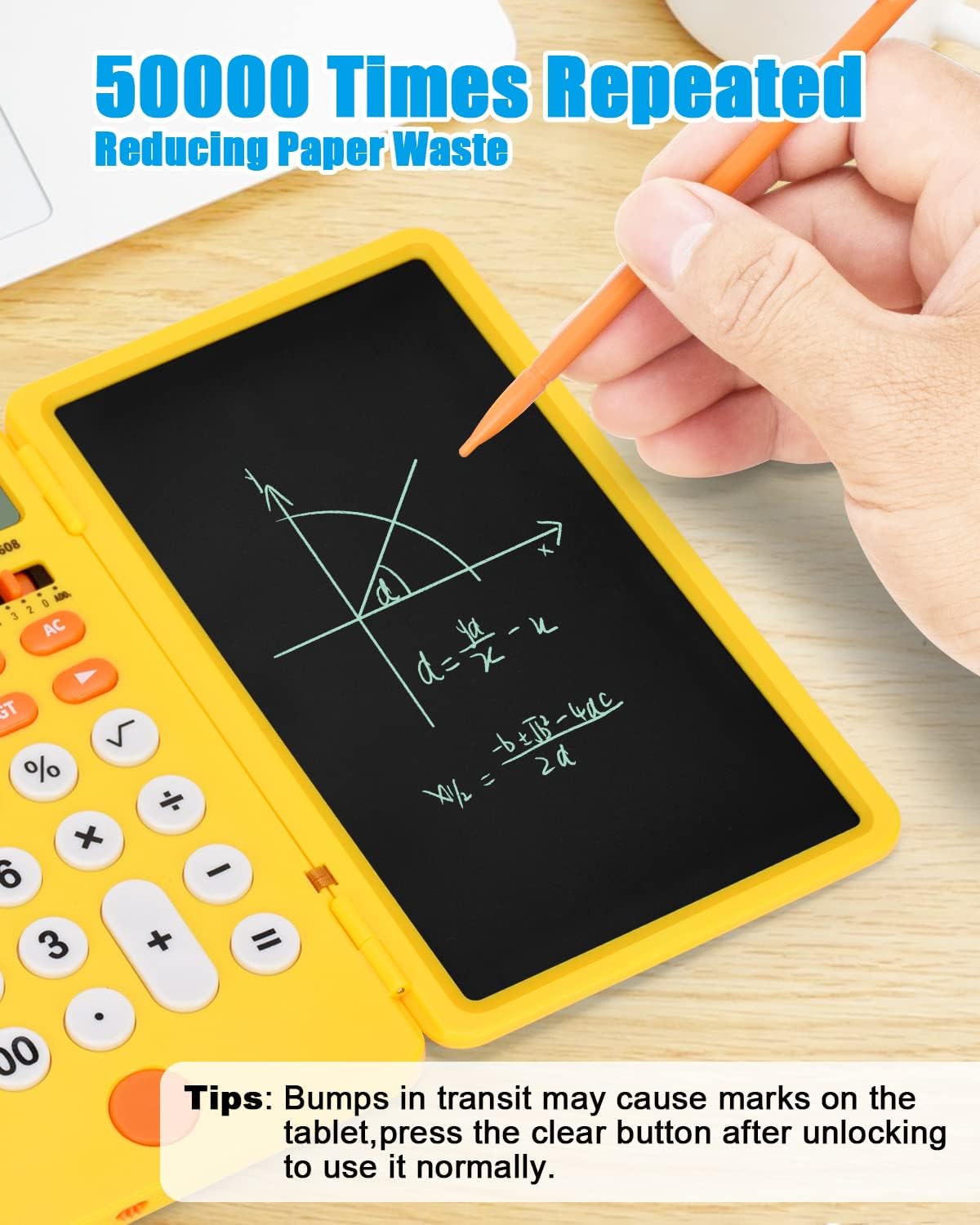Calculadora con tableta de escritura LCD recargable y energía solar