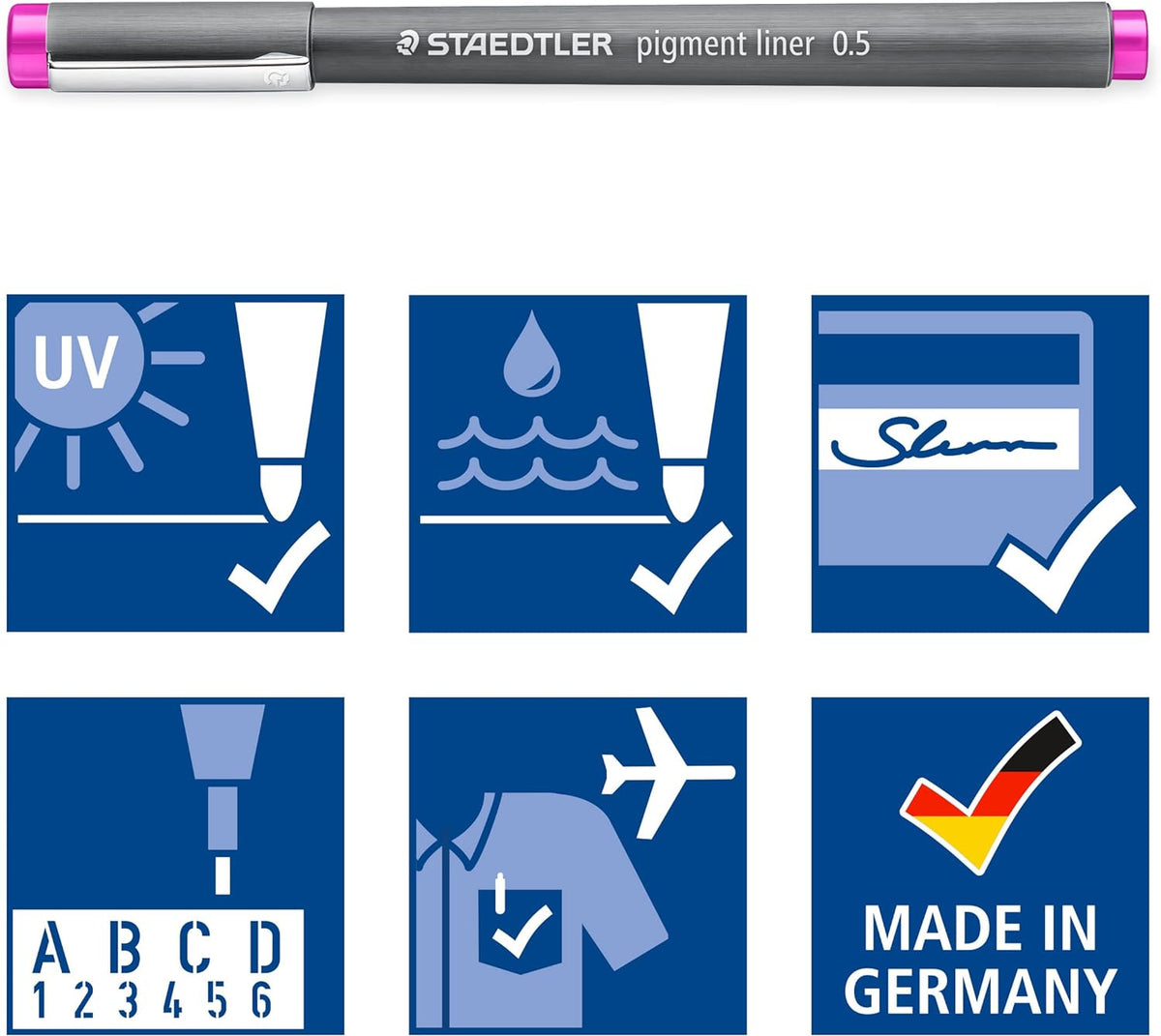 STAEDTLER 6-Farben-Pigment-Liner-Fineliner-Stift 0,5 mm
