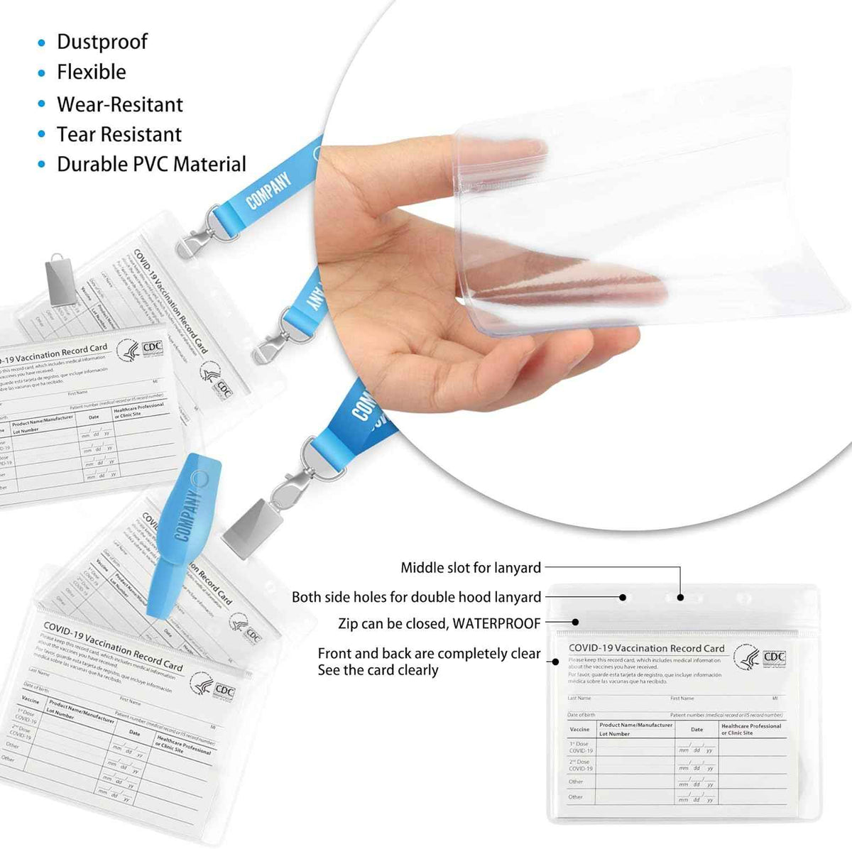Porte-badges horizontaux en plastique transparent, 4x3 pouces, pour carte d'identité, 50 pièces