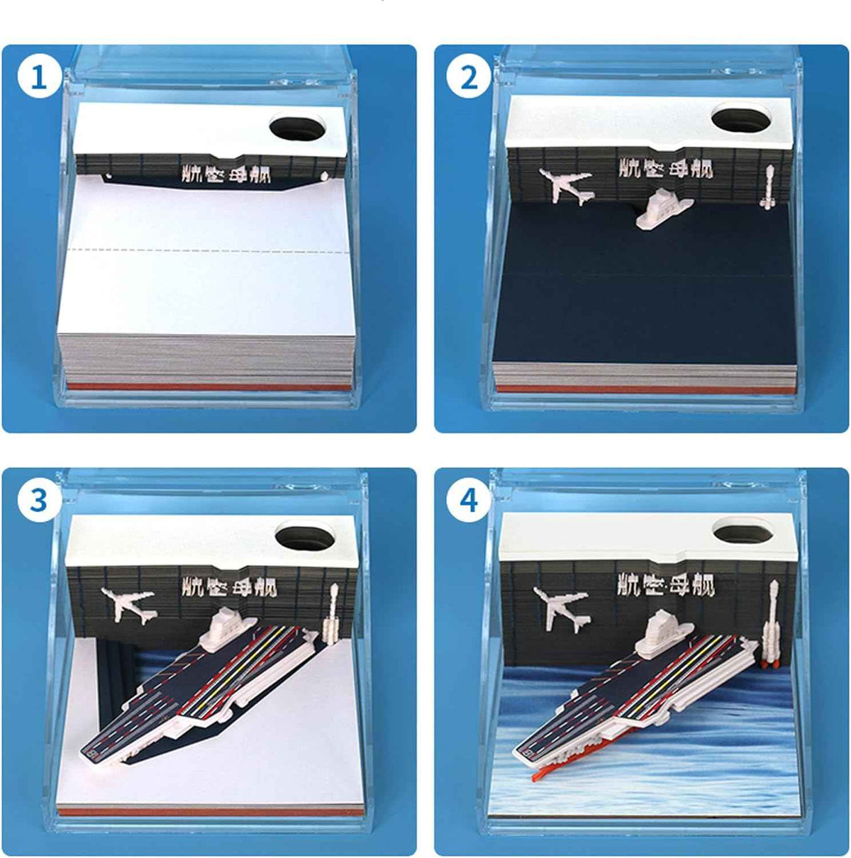 Hangarfartyg Paper Notepad 3D Memo Pads med pennhållare