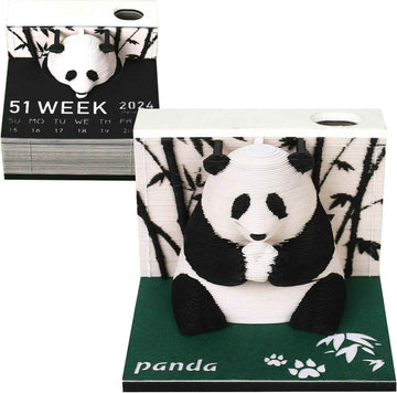 2026 Time Piece Panda 3D Calendar Memo Pad with Pen Holder