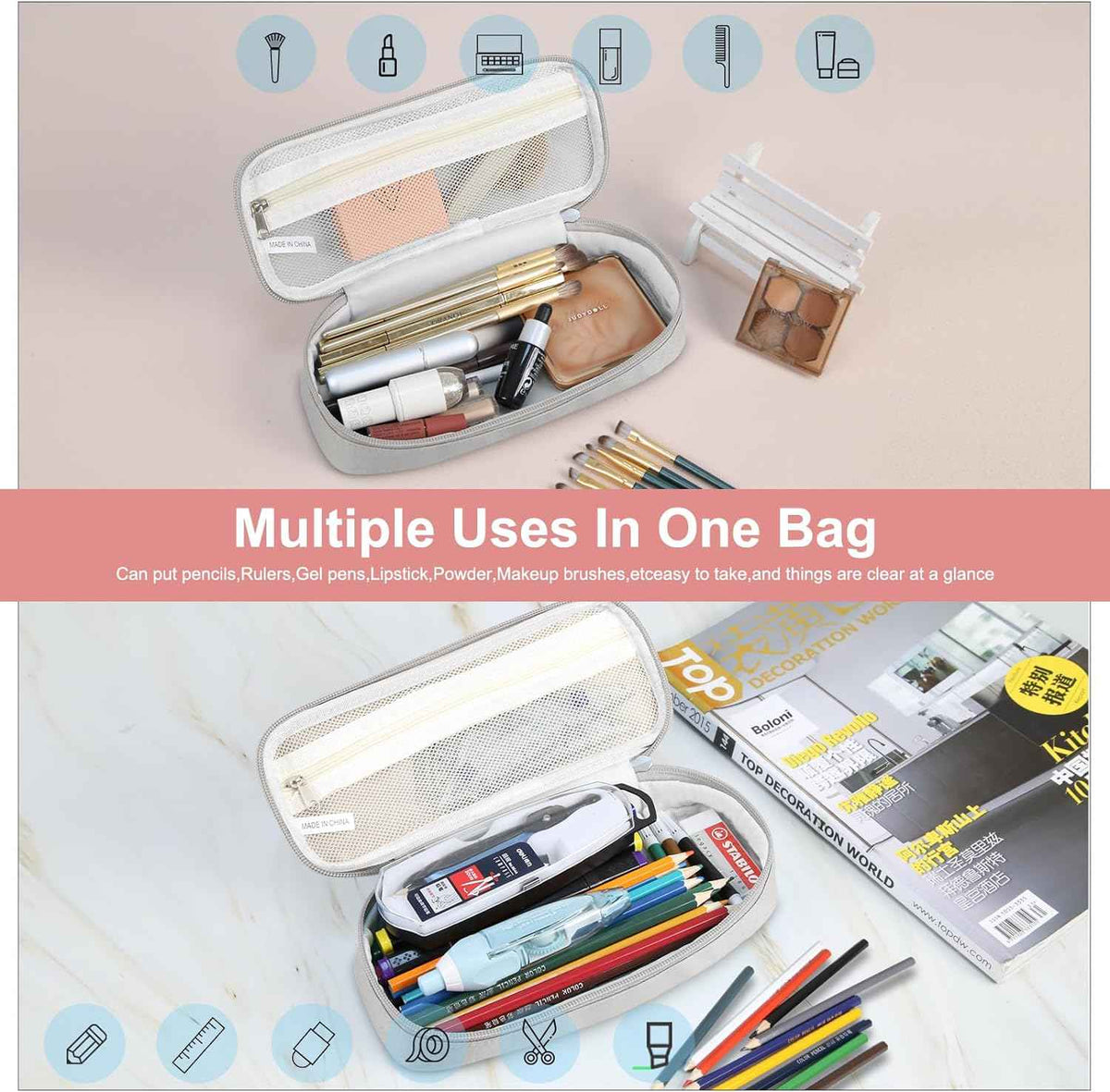 AddFun Large Capacity Pen Case,Pencil Pouch with Zipper