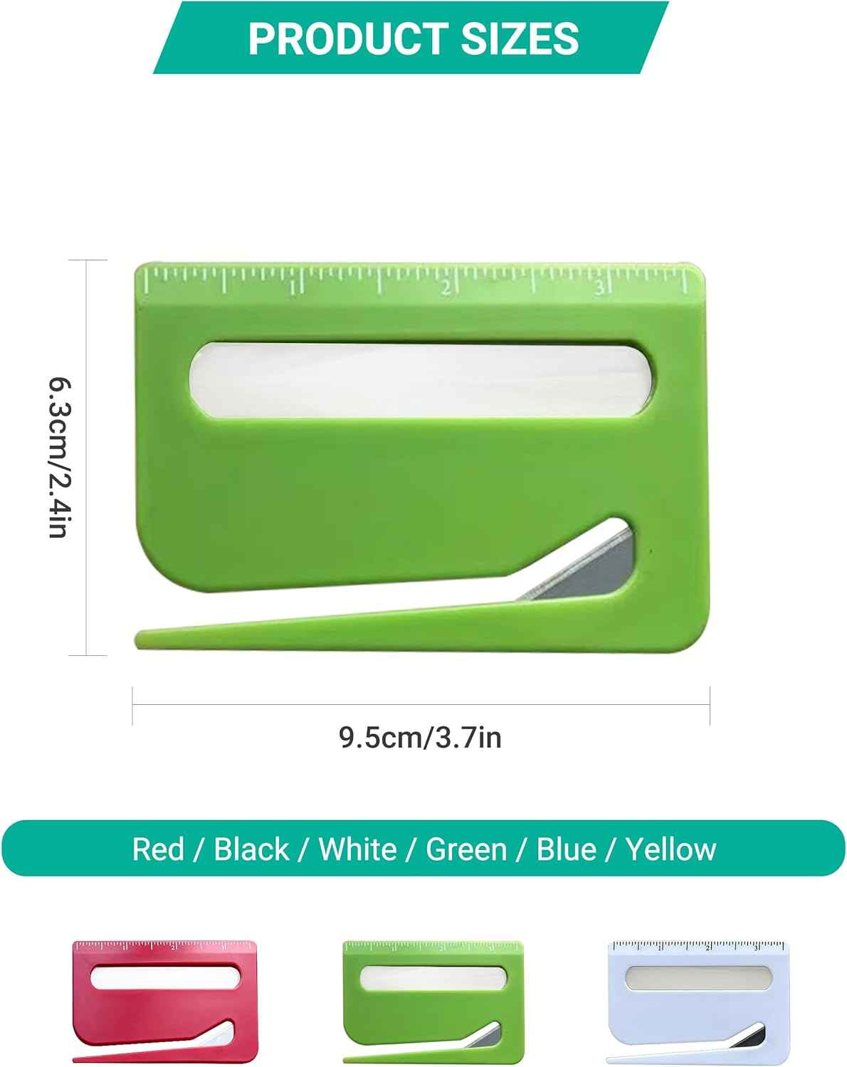 3-in-1 Letter Opener, Ruler & Magnifier 6 Color Pack
