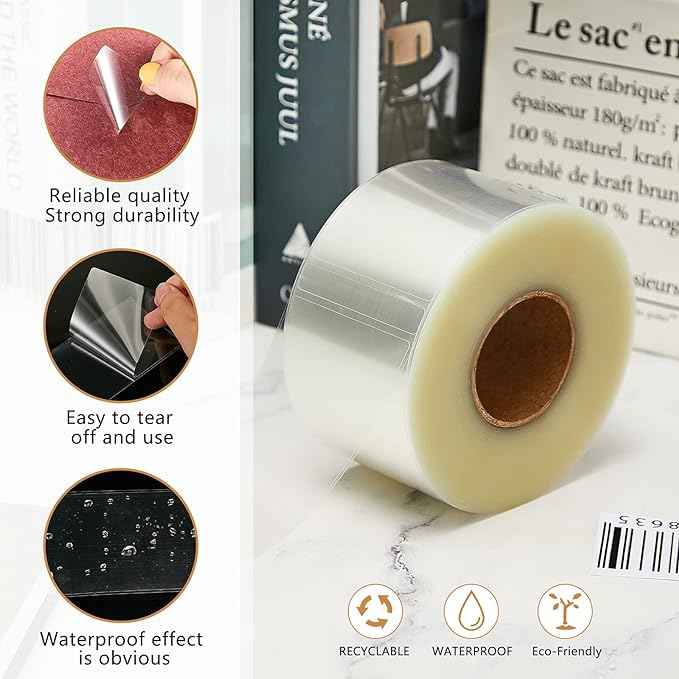 500 etiquetas protectoras adhesivas transparentes impermeables de 52 x 103 mm