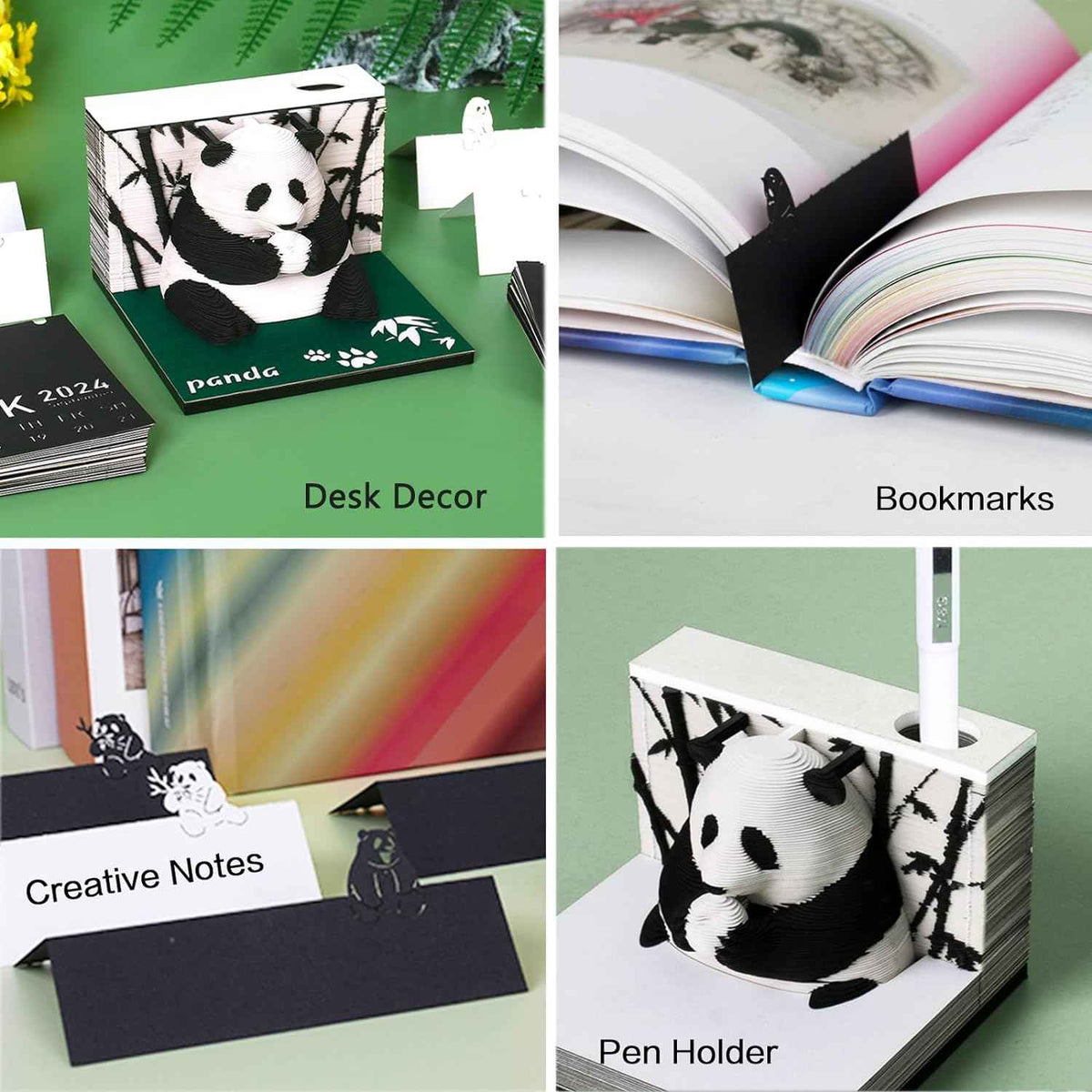 2026 Time Piece Panda 3D Calendar Memo Pad with Pen Holder