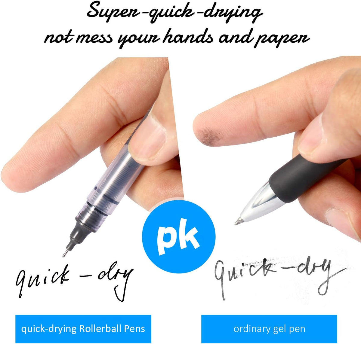 12Pcs Rolling Ball Pens Quick-Drying Liquid Ink 0.5 mm Extra Fine Point