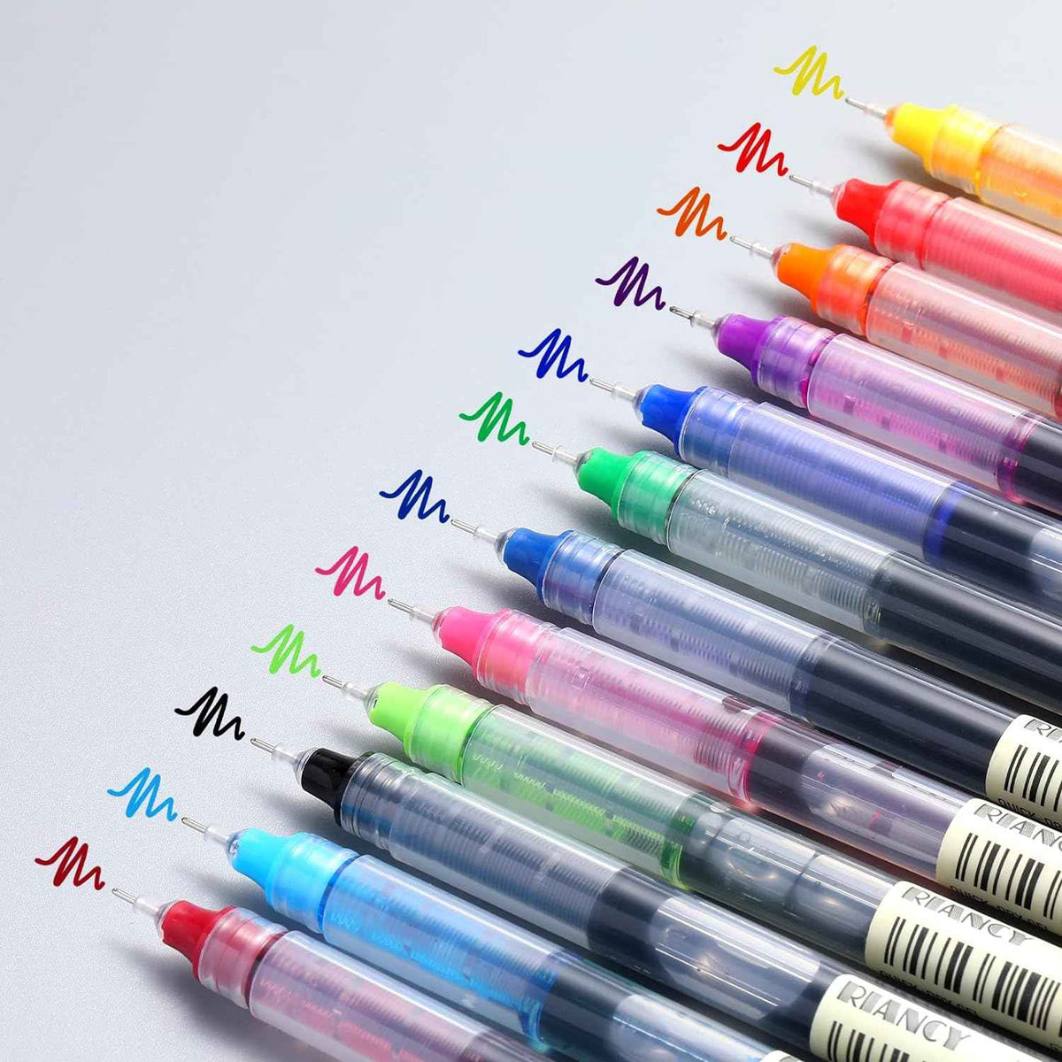 12 kleuren sneldrogende vloeibare inkt rollerballpennen 0,5 mm fijne punt