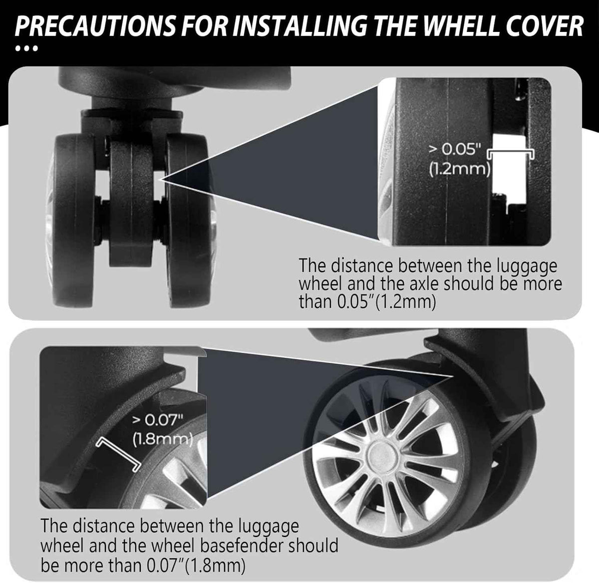 Silicone Suitcase Luggage Wheel Covers Protectors 8 Pack