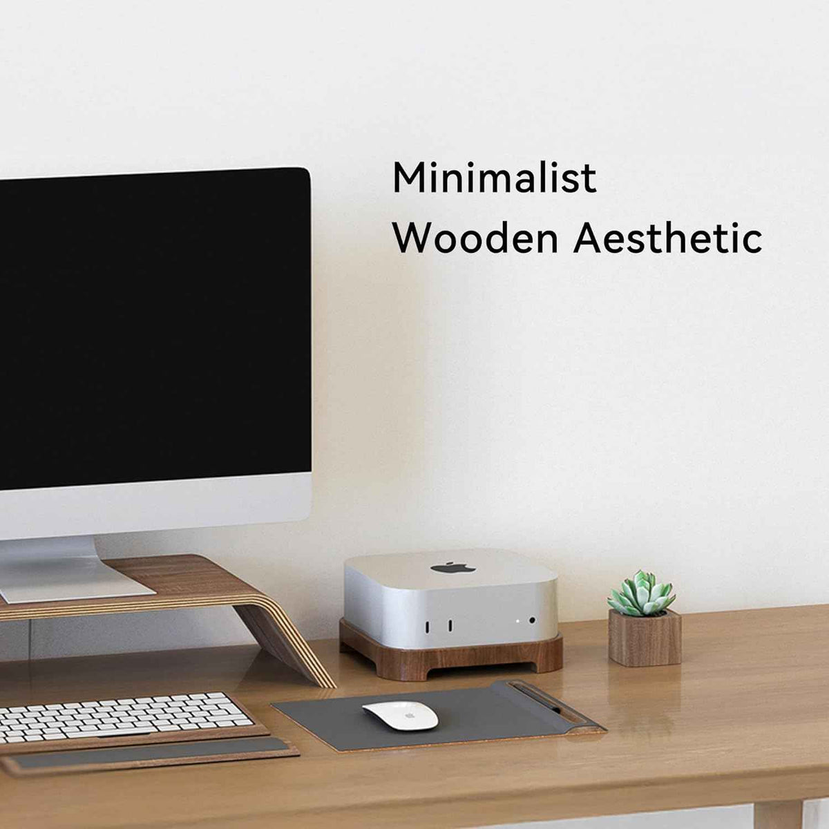 Wooden Cooling Stand for Mac Mini M4 Pro with Dust Filter Mesh