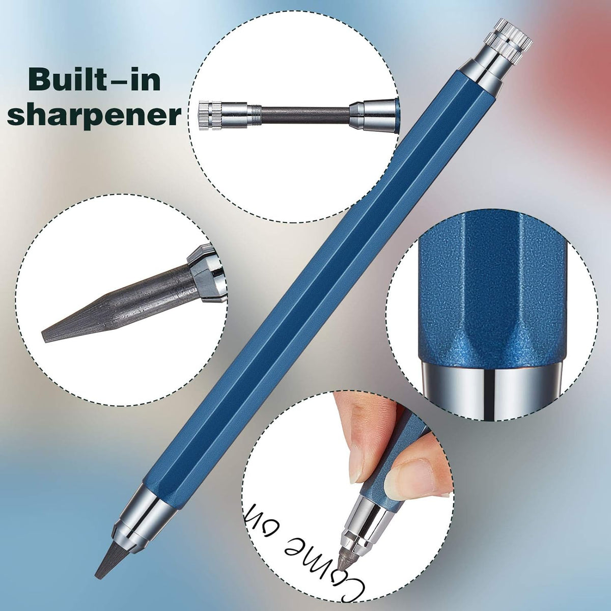 Crayon graphite mécanique 4 couleurs 5,6 mm avec 4 recharges de mine