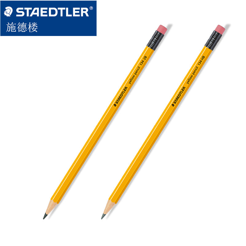 STAEDTLER 134 gelbe Bleistifte mit Radiergummi, ungespitzt HB/2B, 12er-Pack